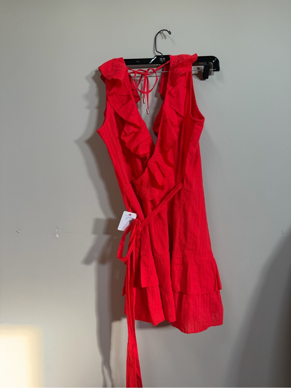 Melissa Odabash Red Molly Ruffle Cotton Wrap Dress size Medium NWT - Picture 7 of 7